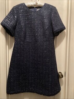 kate spade NWT Parisian Navy Textured Tweed Shift Dress Size 10 KN074 MSRP $449